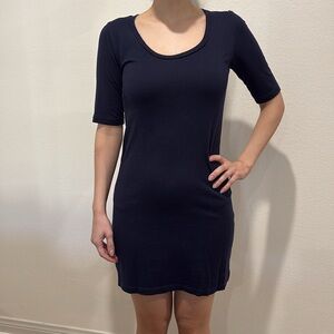 Bershka Navy Blue Basic Shirt Dress Size XS